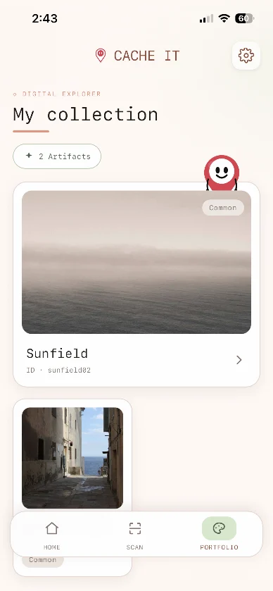 My collection screen listing two collected artworks